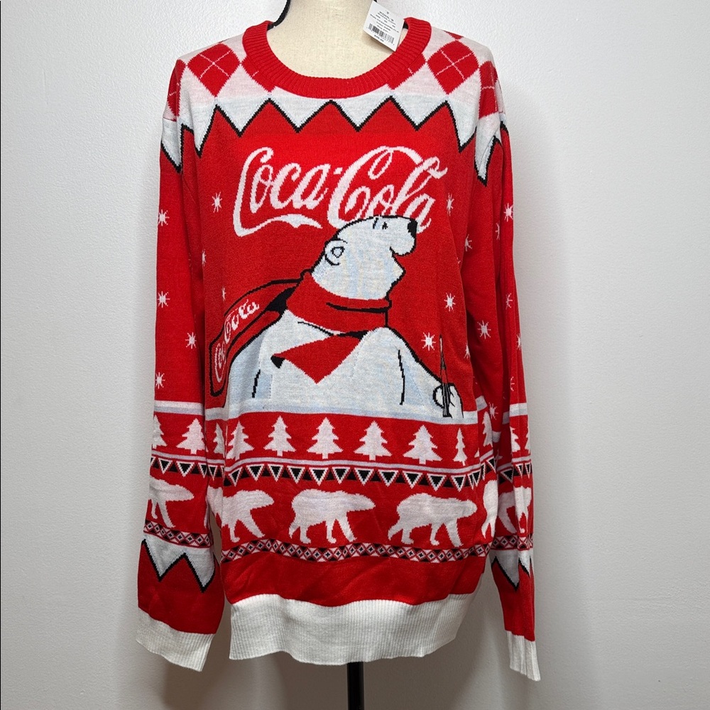 Christmas Coca-Cola Red Polar Bear Sweater - Picture 2 of 3